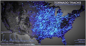 56 years of tornado tracks